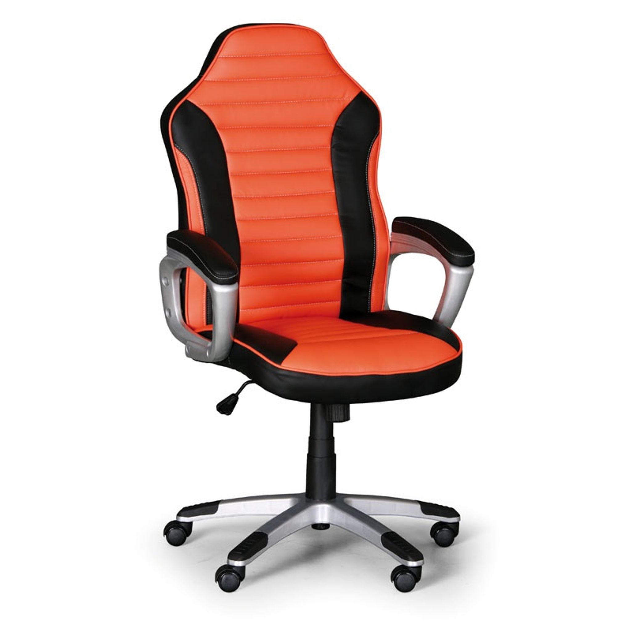 Leder-Bürosessel, Leder-Gamigstuhl SPORT, schwarz/orange