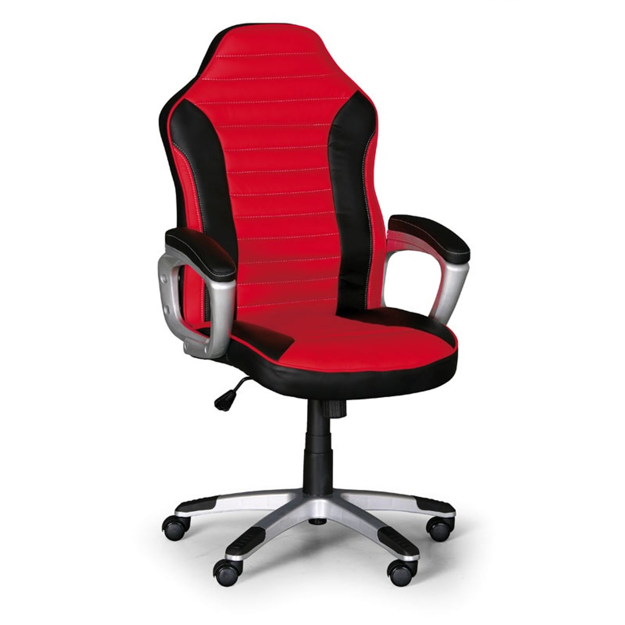 Leder-Bürosessel, Leder-Gamigstuhl SPORT, schwarz/rot