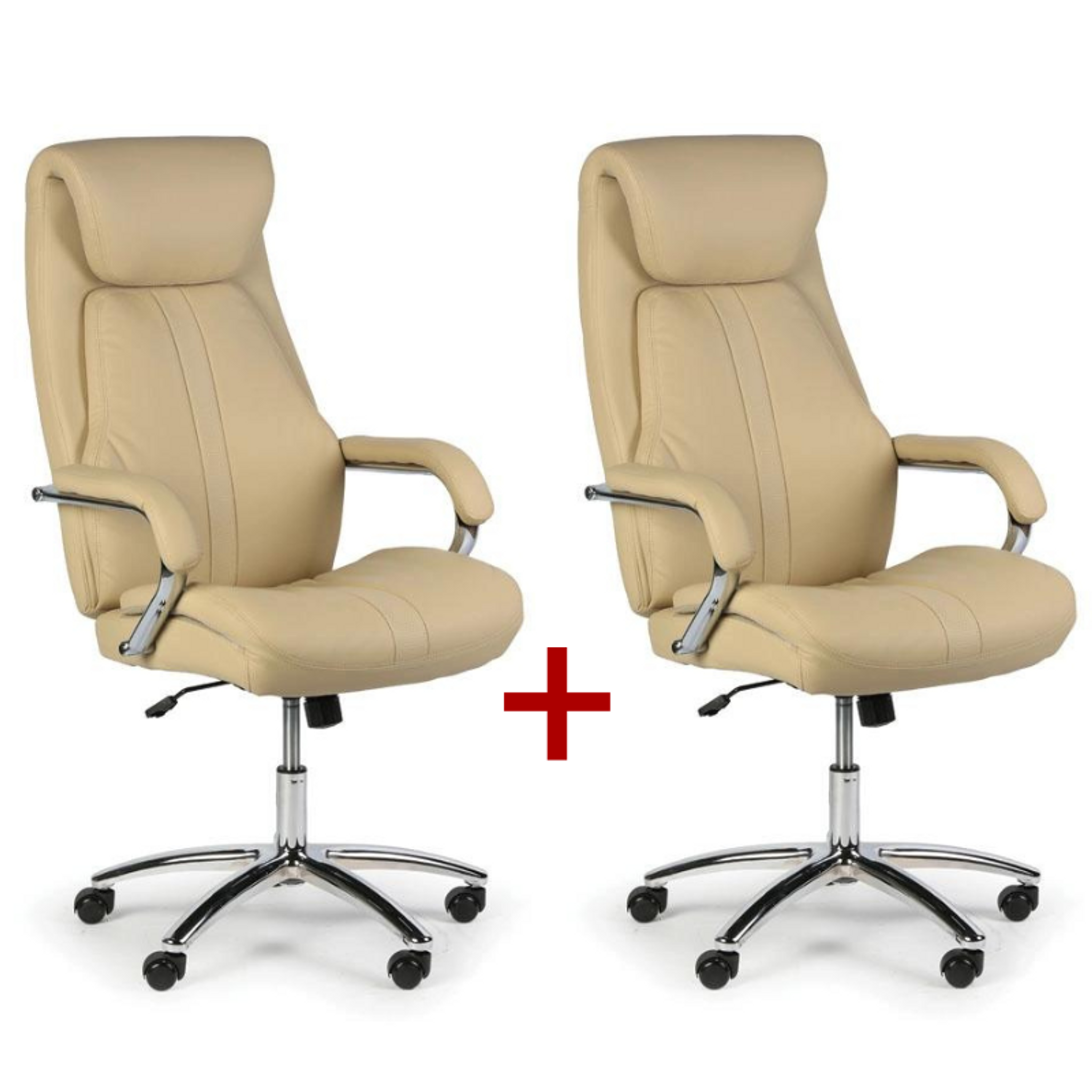 Leder-Bürosessel NEXUS 1+1 GRATIS, beige