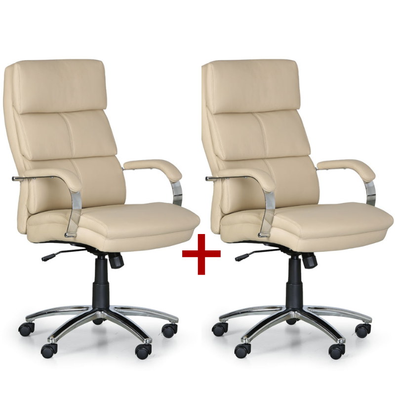 B2B Partner Leder-Bürosessel STAIRS, 1+1 GRATIS, beige