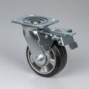 Lenkrolle mit Feststeller, 125 mm, schwarzer Gummi