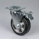 Lenkrolle mit Feststeller, 150 mm, schwarzer Gummi
