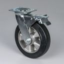 Lenkrolle mit Feststeller, 200 mm, schwarzer Gummi