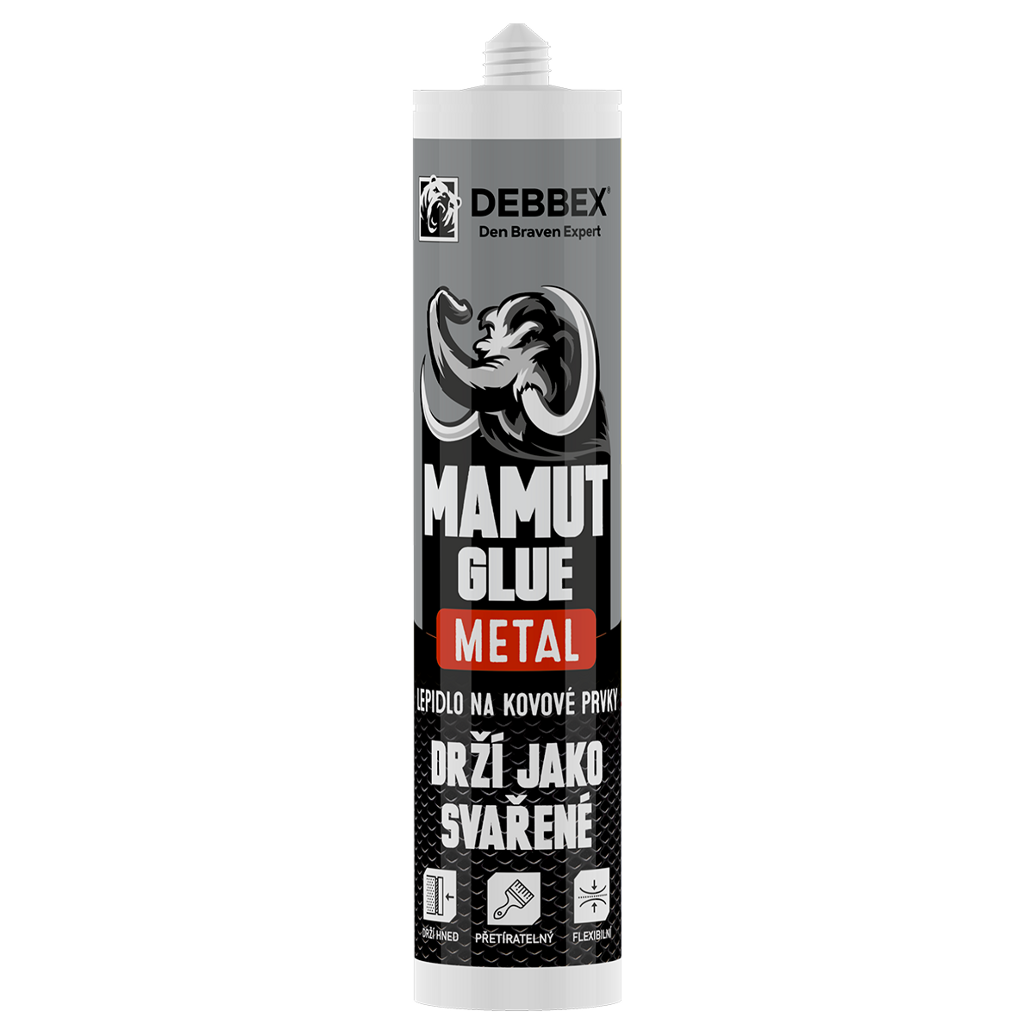 Lepidlo MAMUT GLUE METAL, 290 ml, šedé