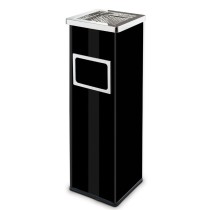 Abfallbehälter mit Aschenbecher und Innenbehälter, 22 l, schwarz lackiert
