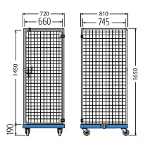 Antidiebstahl-Rollbehälter mit Gitterwänden mit Kunststoff-Rollplatte RC/S1 1650