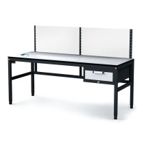 Antistatický dielenský ESD stôl s perfopanelom, 1 zásuvkový box na náradie, 1800x800x745-985 mm