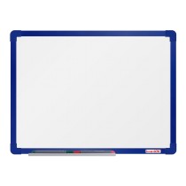 Biała magnetyczna tablica do pisania boardOK 600 x 450 mm, niebieska aluminiowa rama