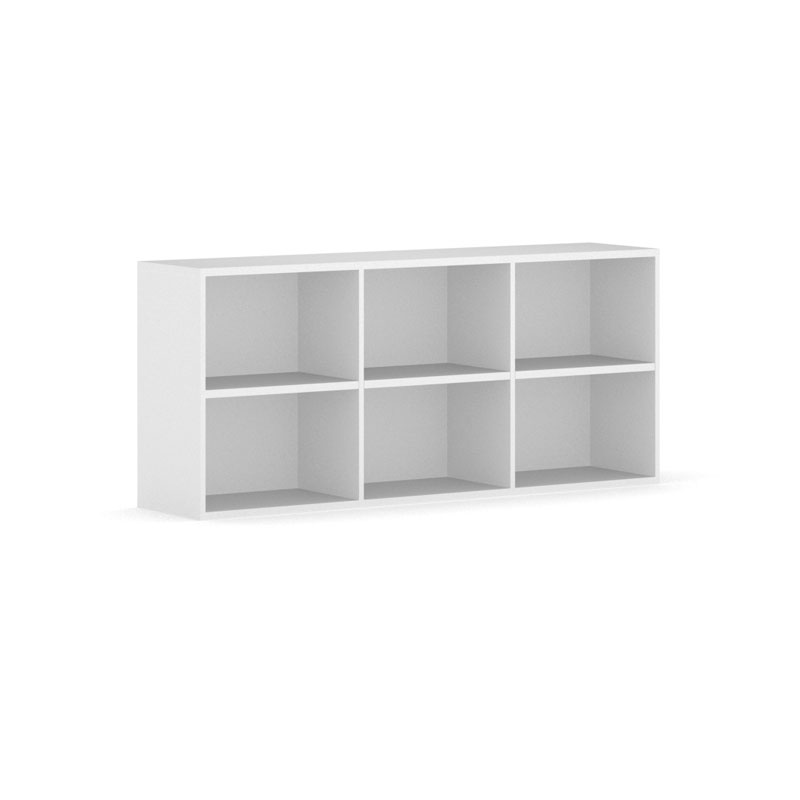 Biblioteka INTEGRO z półkami, wyższa, 835 x 1750 x 400 mm, 6 półek, biały