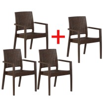Bistro stoličky RATAS 3+1 ZADARMO, imitácia ratanu
