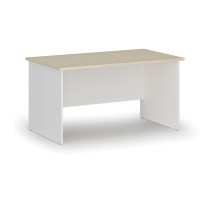 Biurko biurowe proste PRIMO WHITE, 1400 x 800 mm, biały/brzoza