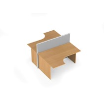 Biurko ergonomiczne PRIMO, 2 miejsca, parawan z tekstylną powłoką