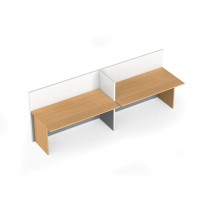 Zestaw parawanów biurowych z prostym stołem PRIMO, magnetyczny, 2 miejsca, brzoza