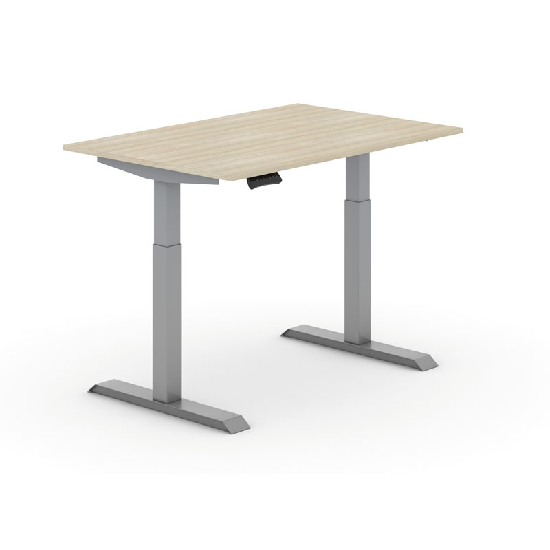 Biurko z elektryczną regulacją wysokości PRIMO ADAPT, 1200 x 800 x 735-1235 mm, dąb, szara podstawa