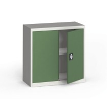Blechschrank, 800 x 800 x 400 mm, 1 Regalboden, grau/grün