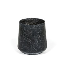 Blumentopf Zylinder, 38 x 38 x 39 cm, fiberclay, schwarz + weiße Spuren