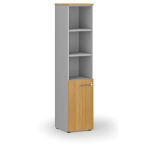 Büro-Kombischrank PRIMO GRAY, Tür auf 2 Etagen, 1781 x 400 x 420 mm, grau/Buche
