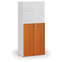 Büro-Kombischrank PRIMO WHITE, Tür auf 3 Etagen, 1781 x 800 x 420 mm, weiß/Kirsche