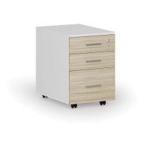 Büro-Mobilcontainer für Hängeregister PRIMO WHITE, 3 Schubladen, Eiche weiß/natur