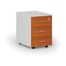 Büro-Mobilcontainer PRIMO WHITE, 3 Schubladen, weiß/Kirsche