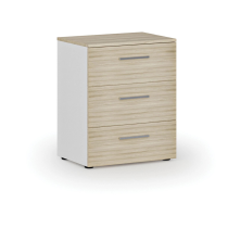 Büro-Schreibtischkommode PRIMO WHITE, 740 x 600 x 420 mm, Eiche weiß/natur