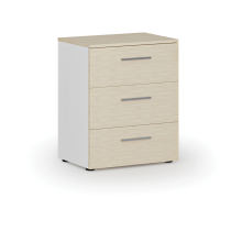 Büro-Schreibtischkommode PRIMO WHITE, 740 x 600 x 420 mm, Weiß/Birke