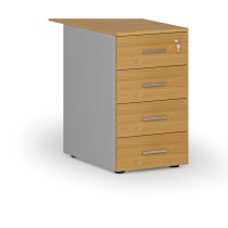 Büro-Schubladencontainer PRIMO GRAY, 4 Schubladen, grau/Buche