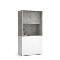 Büroküche NIKA mit Waschbecken und Wasserhahn 1000 x 600 x 2000 mm, Beton, links