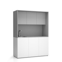 Büroküche NIKA mit Waschbecken und Wasserhahn 1481 x 600 x 2000 mm, grau, links