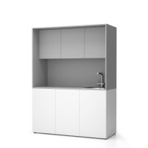 Büroküche NIKA mit Waschbecken und Wasserhahn 1481 x 600 x 2000 mm, grau, rechts