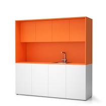 Büroküche NIKA mit Waschbecken und Wasserhahn 1963 x 600 x 2000 mm, Orange, rechts