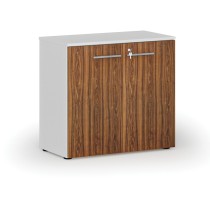 Büroschrank mit Tür PRIMO WHITE, 740 x 800 x 420 mm, Weiß/Nussbaum