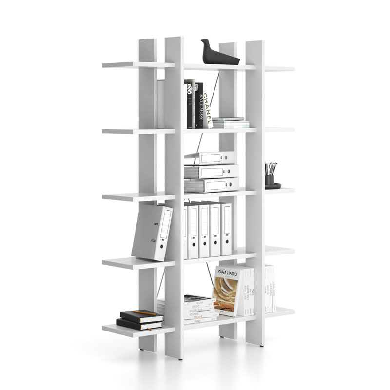 Büroregal, hoch, kurz SOLID, 1250 x 400 x 1825 mm, weiß