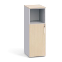 Büroschrank kombiniert mit Tür PRIMO, 1087 x 400 x 420 mm, grau / Birke