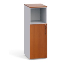 Büroschrank kombiniert mit Tür PRIMO, 1087 x 400 x 420 mm, grau / Kirschbaum