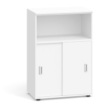Büroschrank kombiniert PRIMO, Schiebetür, 1087 x 800 x 420 mm, weiß