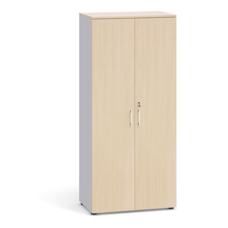 Büroschrank mit Tür, 1781 x 800 x 420 mm, grau / Birke
