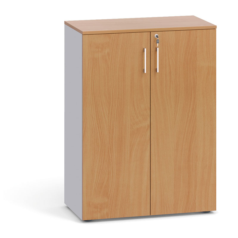 Büroschrank mit Tür PRIMO, 1087 x 800 x 420 mm, grau / Buche