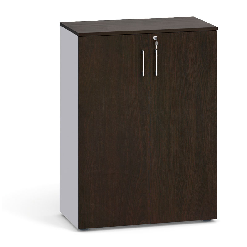 Büroschrank mit Tür PRIMO, 1087 x 800 x 420 mm, grau / Wenge