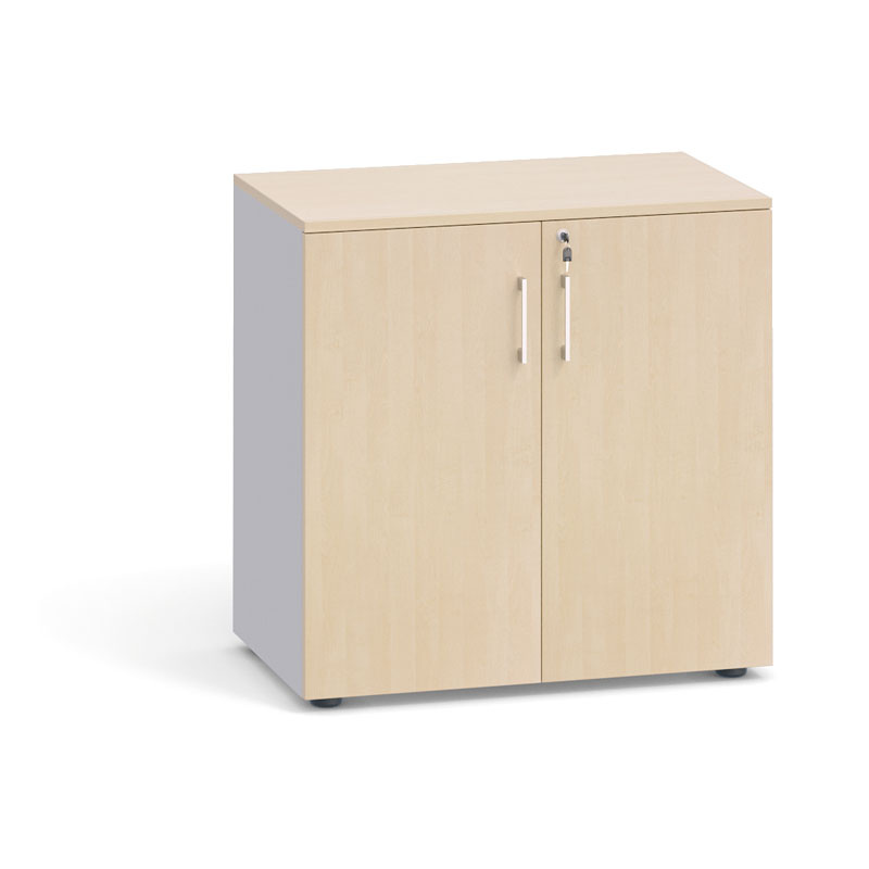 Büroschrank mit Tür PRIMO, 740 x 800 x 420 mm, grau / Birke