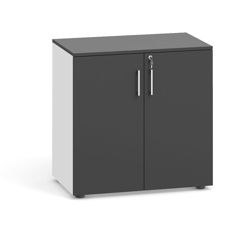 Büroschrank mit Tür PRIMO, 740 x 800 x 420 mm, weiß / Graphit