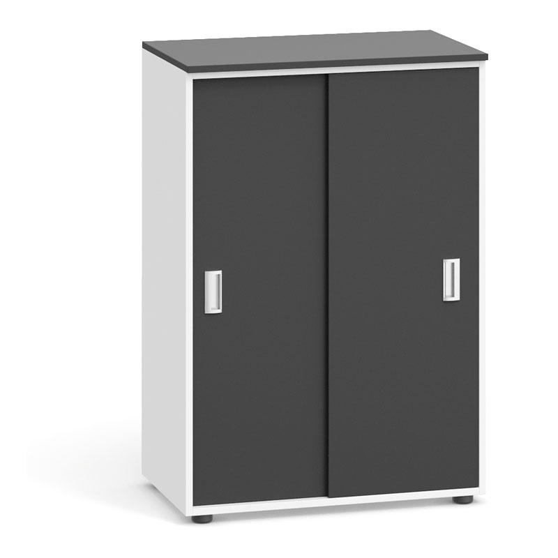 Büroschrank PRIMO, Schiebetür, 1087 x 800 x 420 mm, weiß/Graphit