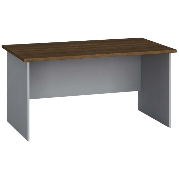 Büroschreibtisch PRIMO FLEXI, gerade 1400 x 800 mm, grau / Nussbaum