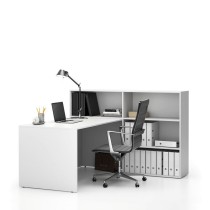 Büroset Single SEGMENT, 3 Einlegeböden, rechts, weiß/weiß