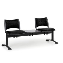 Čalouněné lavice do čekáren SMART, 2-sedák + stolek, černé nohy