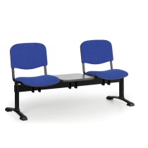 Čalouněná lavice do čekáren VIVA, 2-sedák, se stolkem, modrá, černé nohy