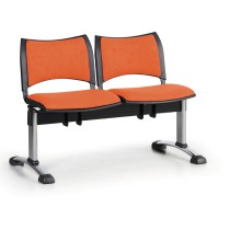 Čalouněné lavice do čekáren SMART, 2-sedák, oranžová, chromované nohy