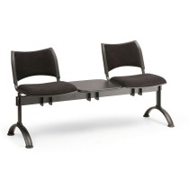 Čalouněné lavice do čekáren SMART, 2-sedák + stolek, černé nohy