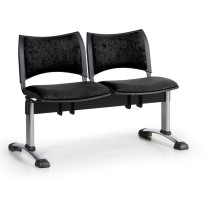 Čalúnená lavica do čakární SMART, 2-sedadlo, čierna, chrómované nohy