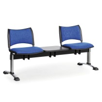 Čalúnené lavice do čakární SMART, 2-sedadlo + stolík, chrómované nohy
